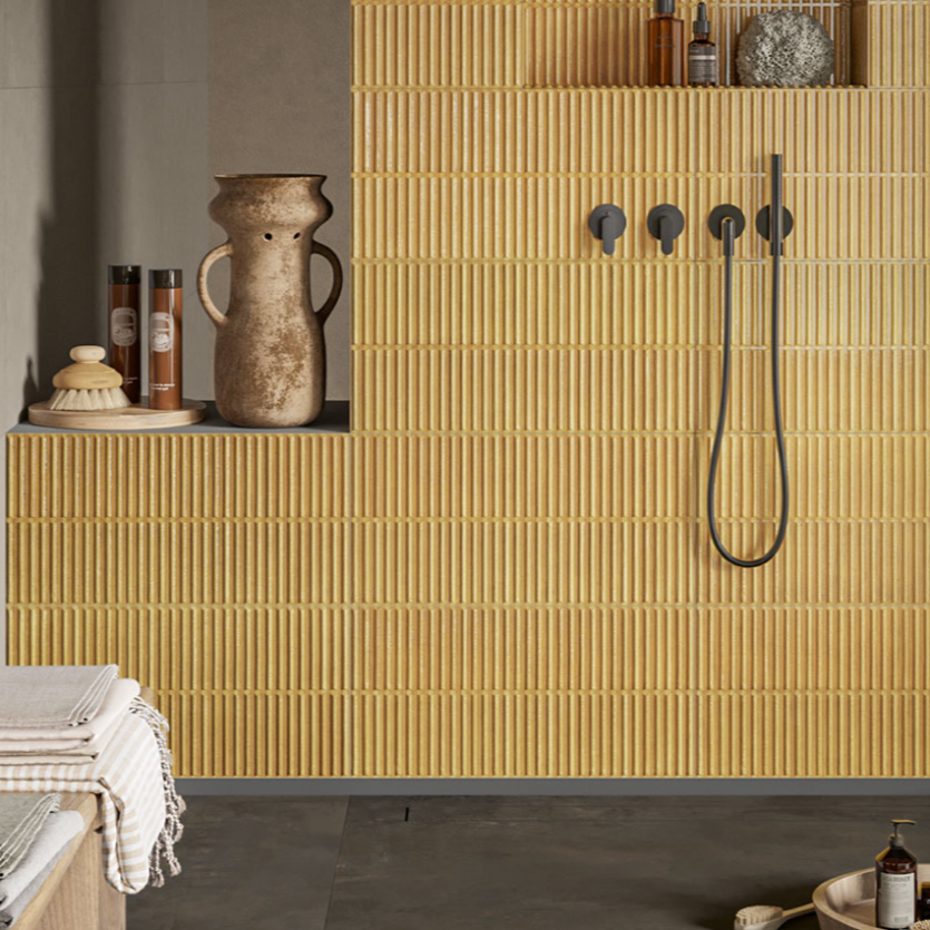 Faience jaune moutarde - Homey Stripes mustard glossy