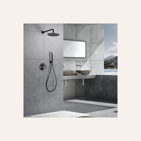 Ensemble de douche encastrable Thermostatique - Line Black Gun Metal