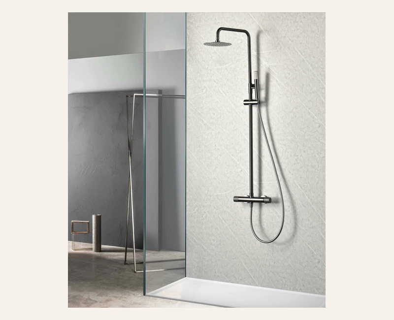 Ensemble de douche Thermostatique - Line Black Gun Metal