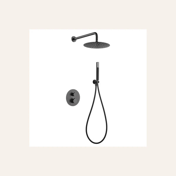 Ensemble de douche encastrable Thermostatique - Line Black Gun Metal