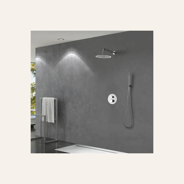 Ensemble de douche encastrable Thermostatique - Line Gris Mat / Champagne