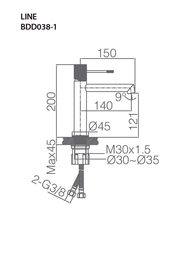 Mitigeur de Lavabo - Line Black Gun Metal