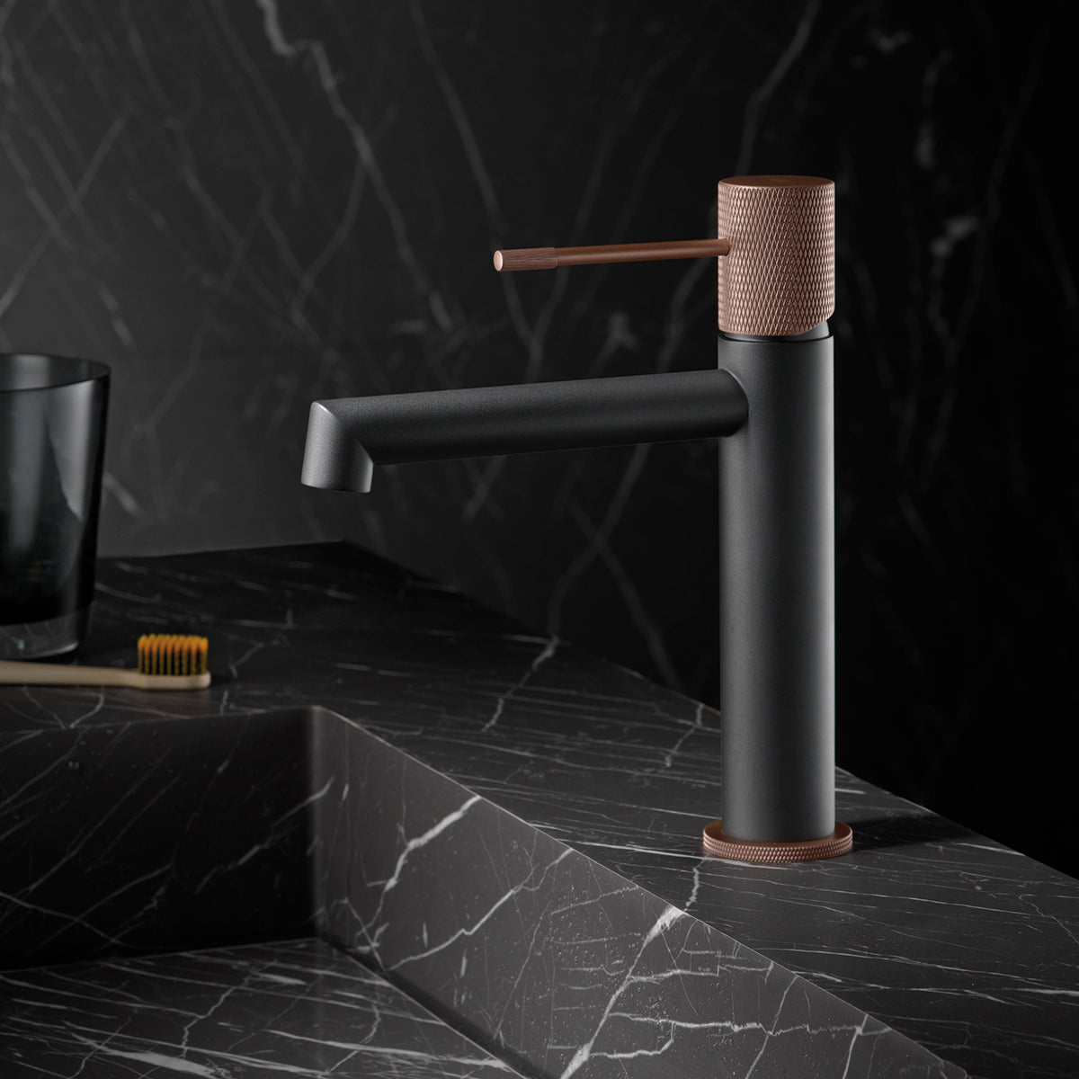 Mitigeur de Lavabo - Line Gris Mat / Champagne