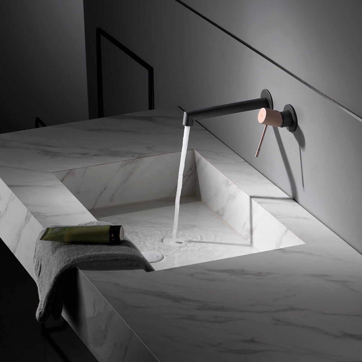 Mitigeur Encastrable de Lavabo - Line Gris Mat / Champagne