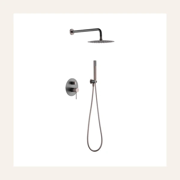 Ensemble de douche encastrable monocommande - Line Gris Mat / Champagne