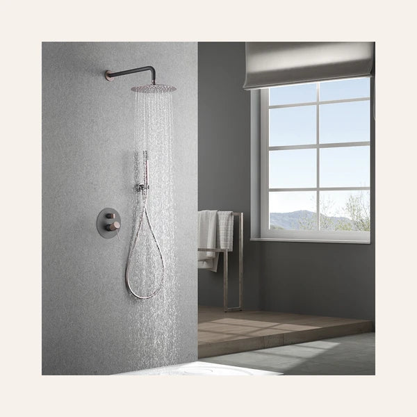 Ensemble de douche encastrable monocommande - Line Gris Mat / Champagne