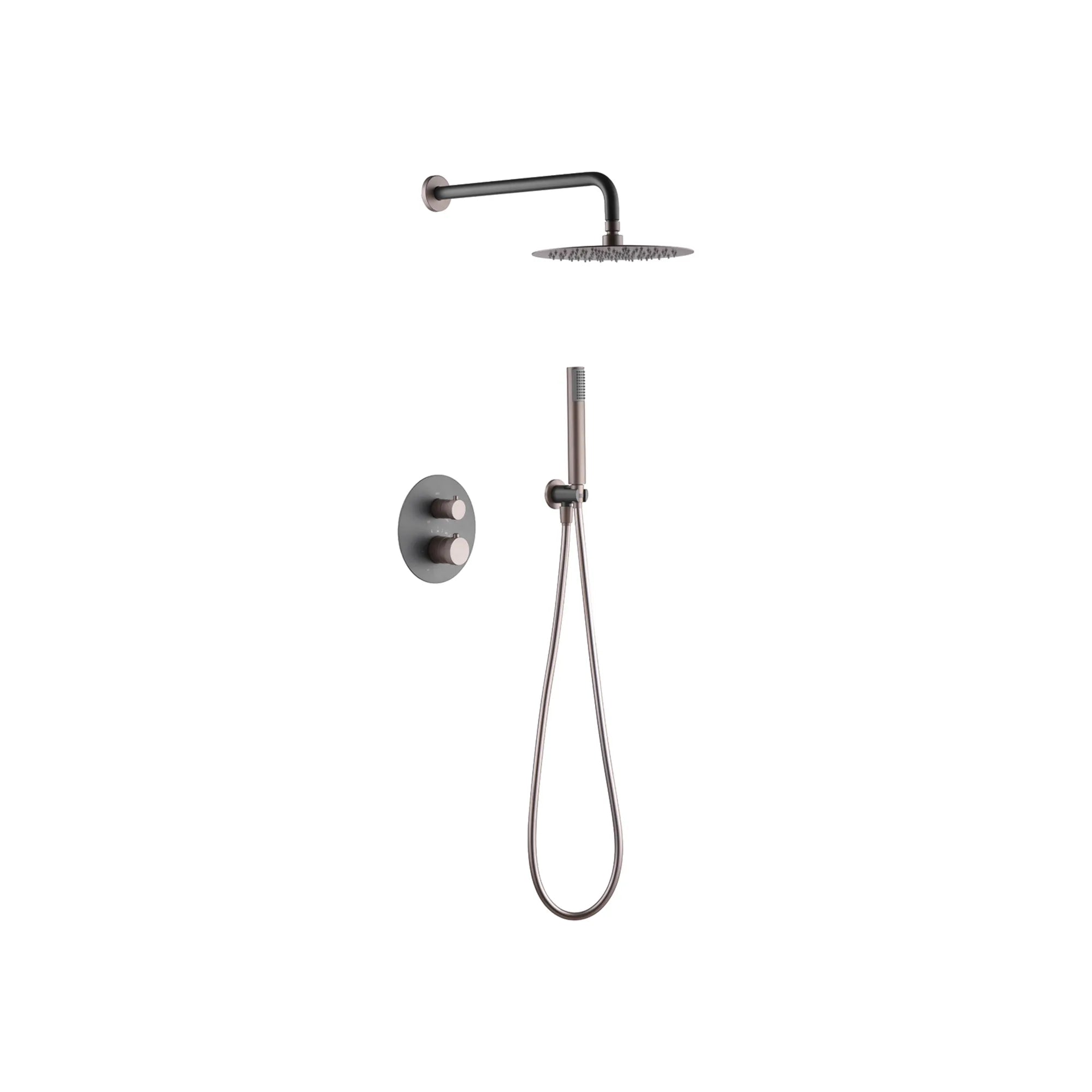 Ensemble de douche encastrable Thermostatique - Line Gris Mat / Champagne