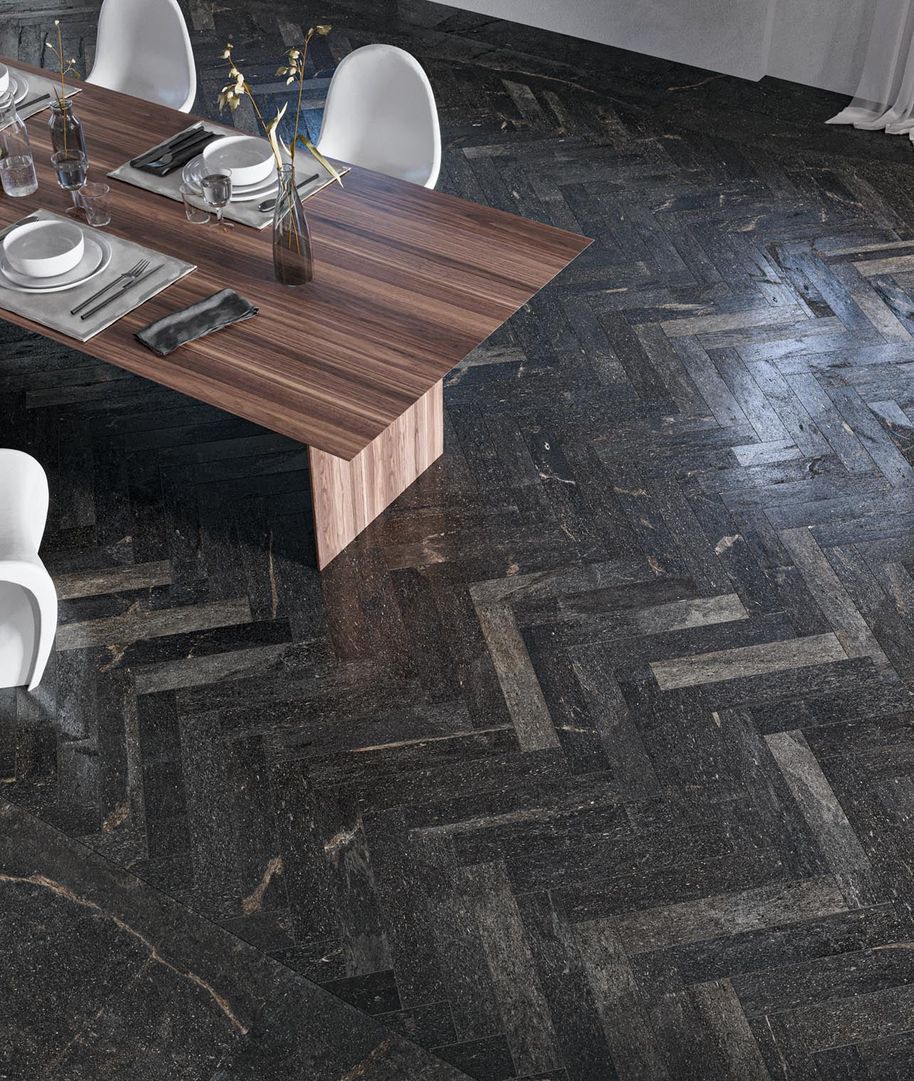 Carrelage Effet Pierre d'Asphalte - Ibla Nera