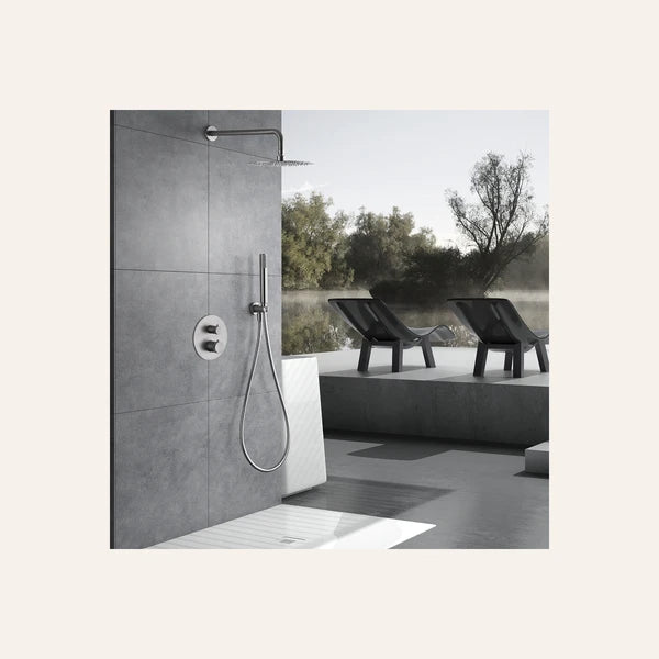 Ensemble de douche encastrable Thermostatique - Line Nickel Brossé