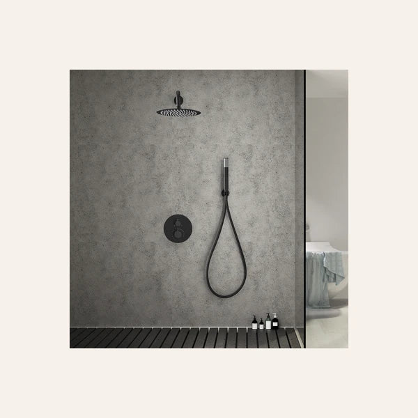 Ensemble de douche encastrable Thermostatique - Line Noir Mat