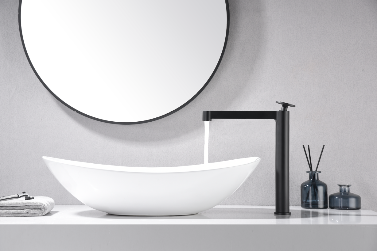 Mitigeur de Lavabo Bec Haut - Olimpo Noir Mat