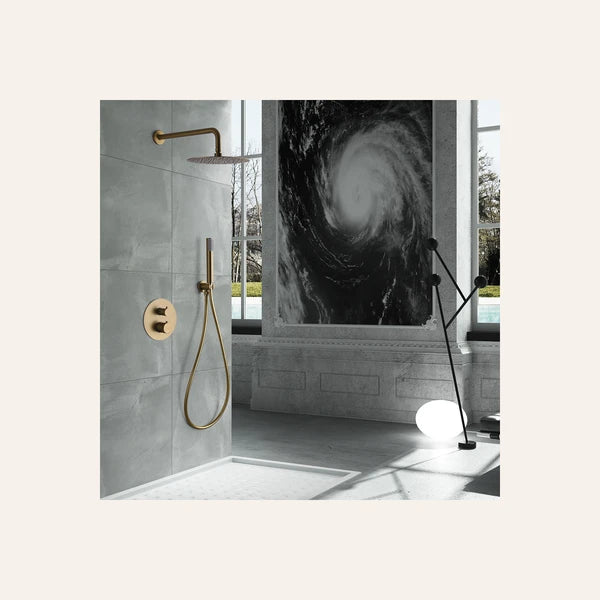 Ensemble de douche encastrable Thermostatique - Line Or Brossé