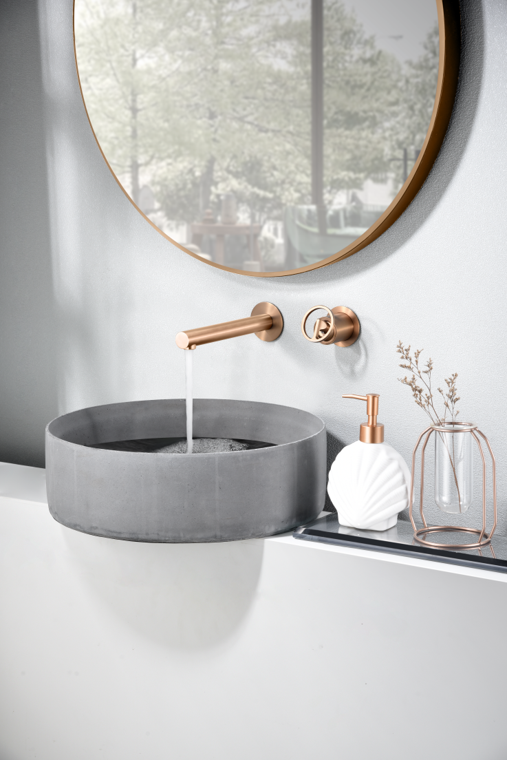 Mitigeur Encastrable de Lavabo - Olimpo Or Rose Brossé