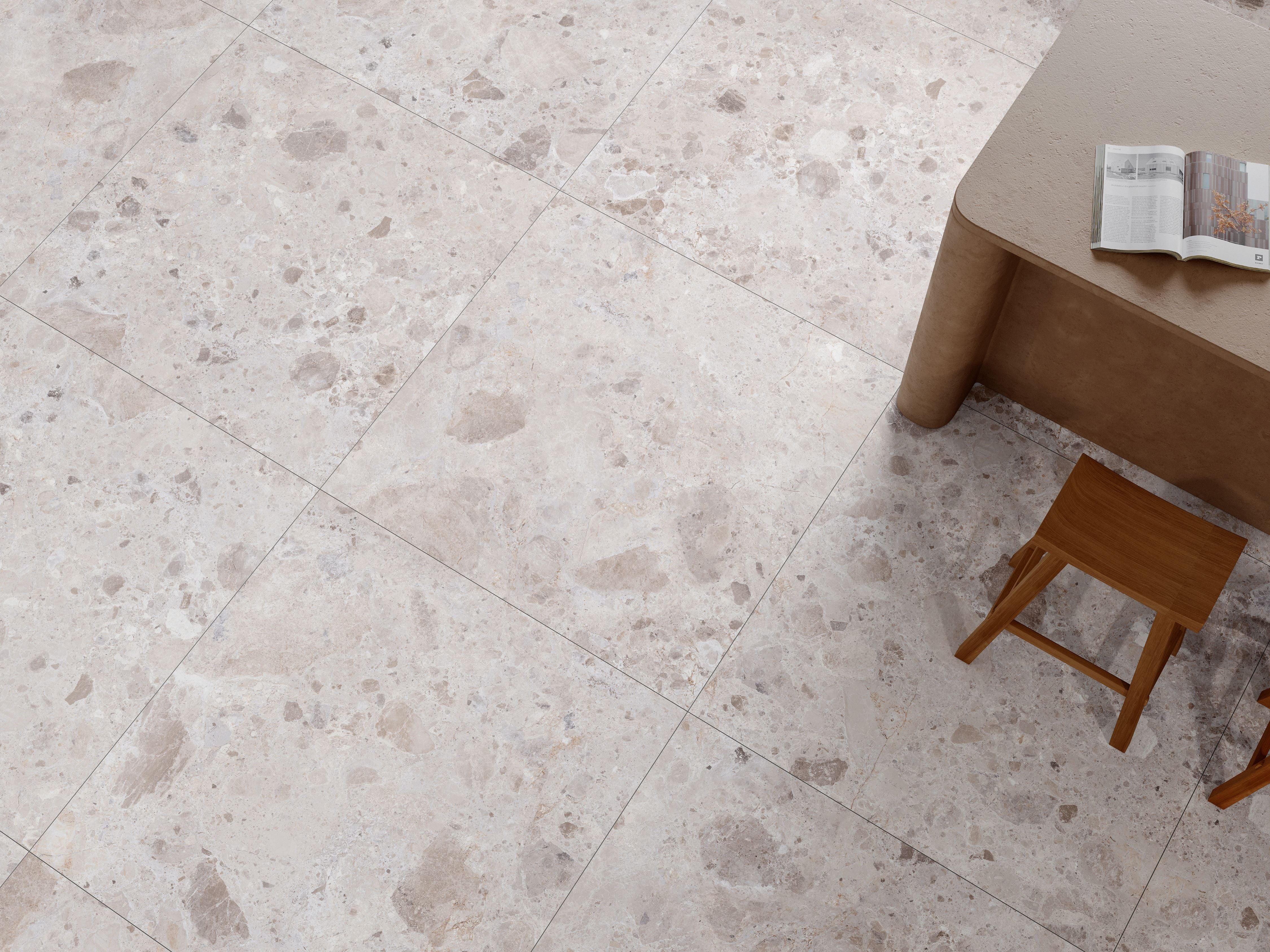 Carrelage effet pierre et terrazzo - Atlanta Taupe