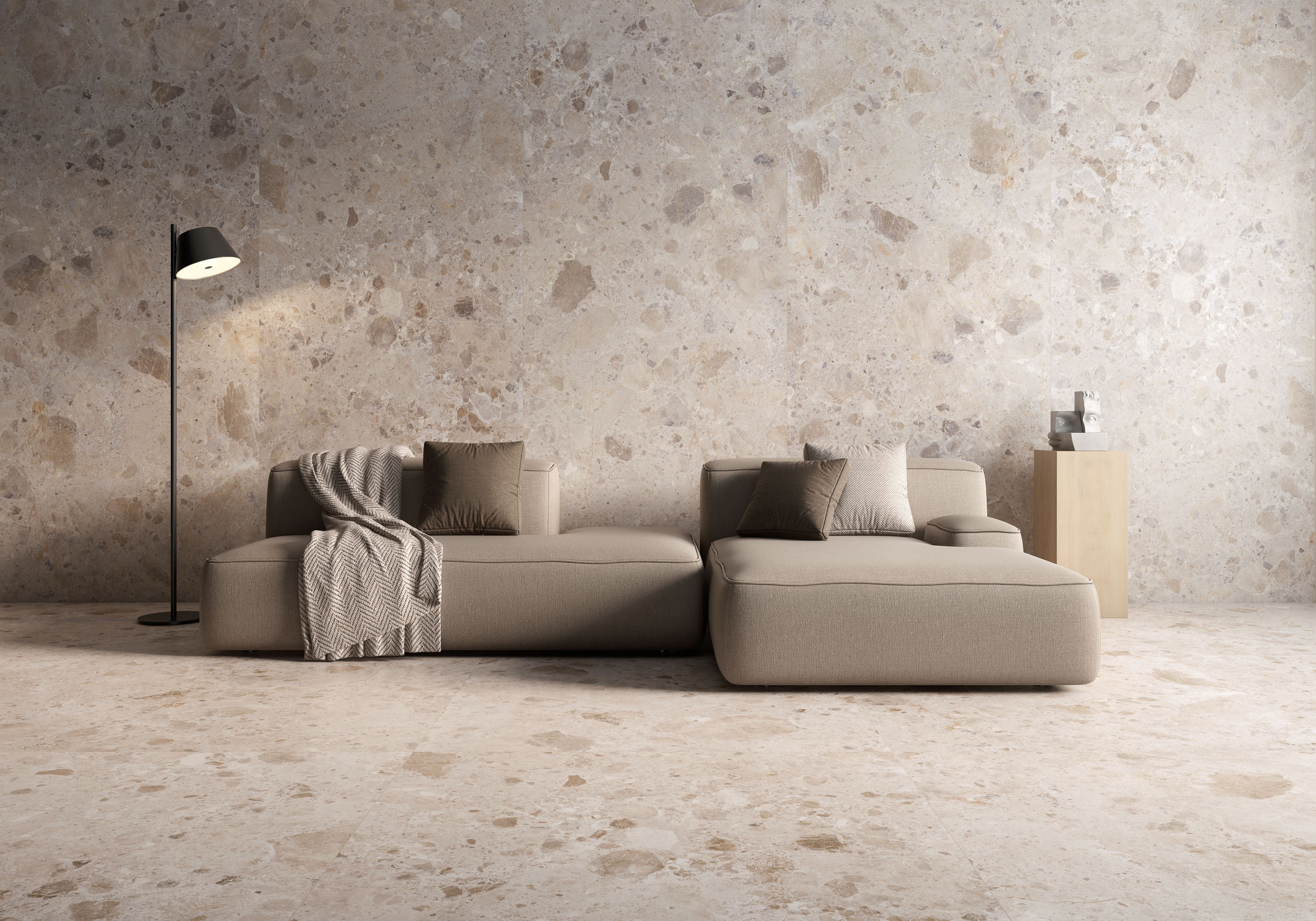 Carrelage effet pierre et terrazzo - Atlanta Grey