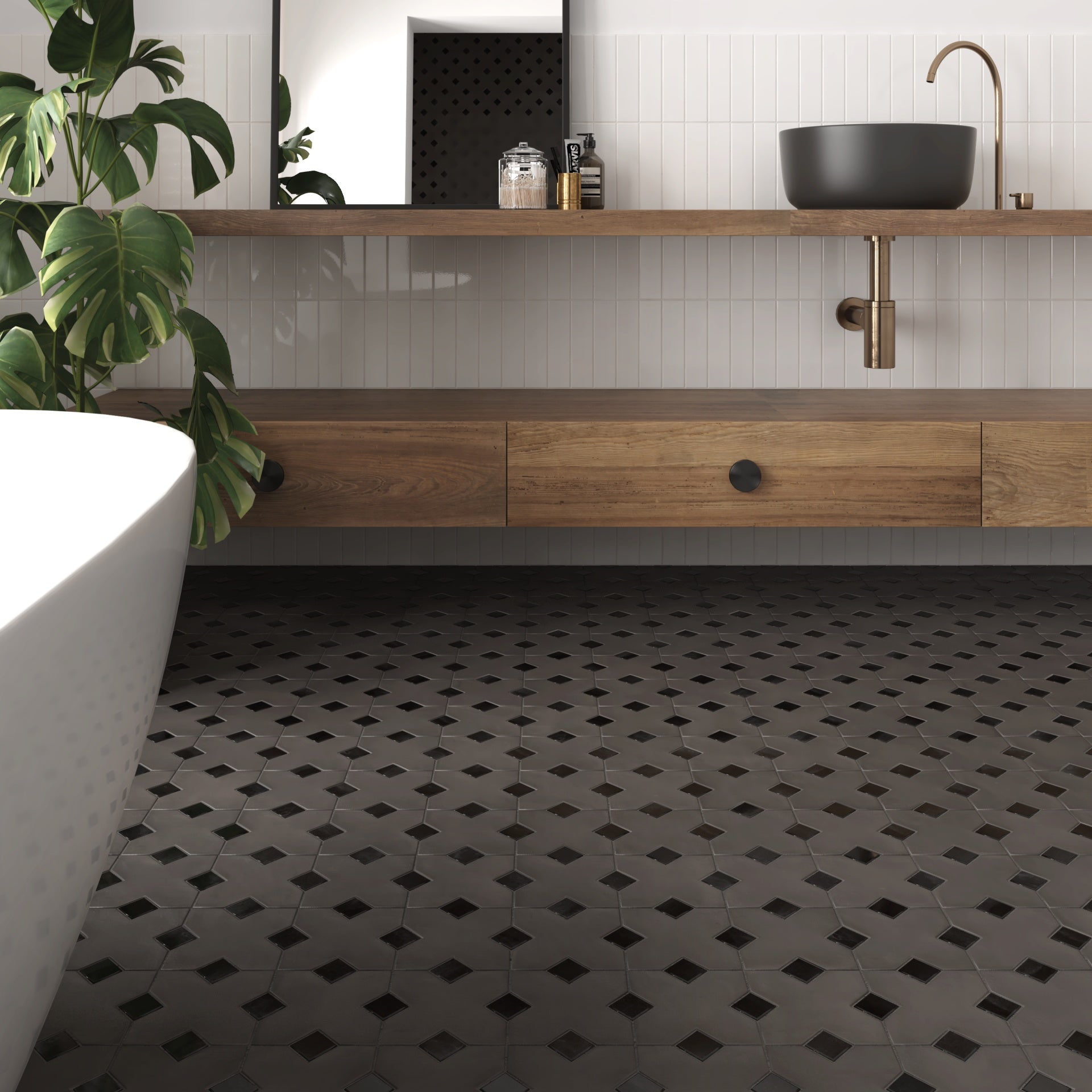 Carrelage Décoratif Oriental - Kasbah Cabochon Black hat - Boîte de 100 pièces