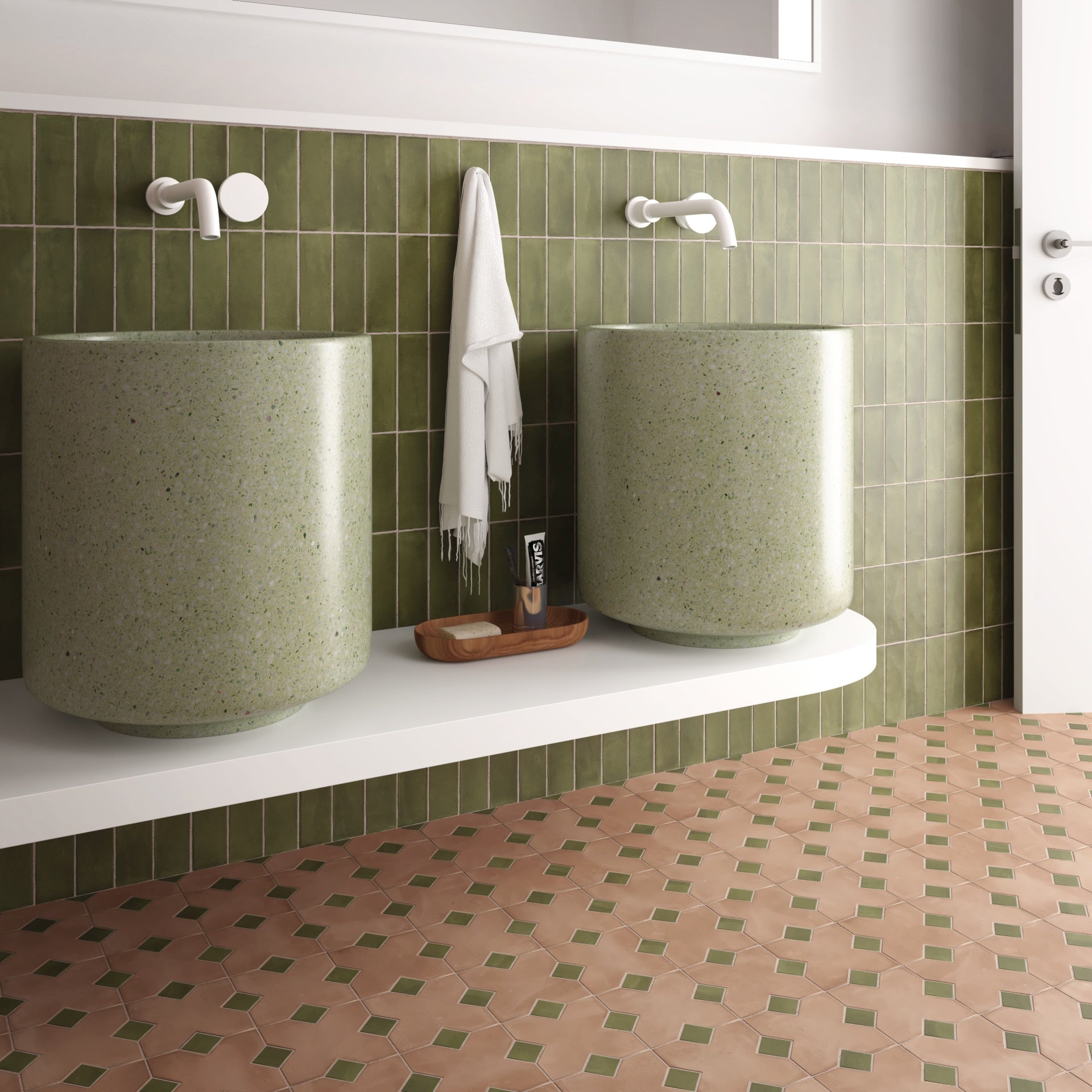 Carrelage Décoratif Oriental - Kasbah Cabochon Verd - Boîte de 100 pièces