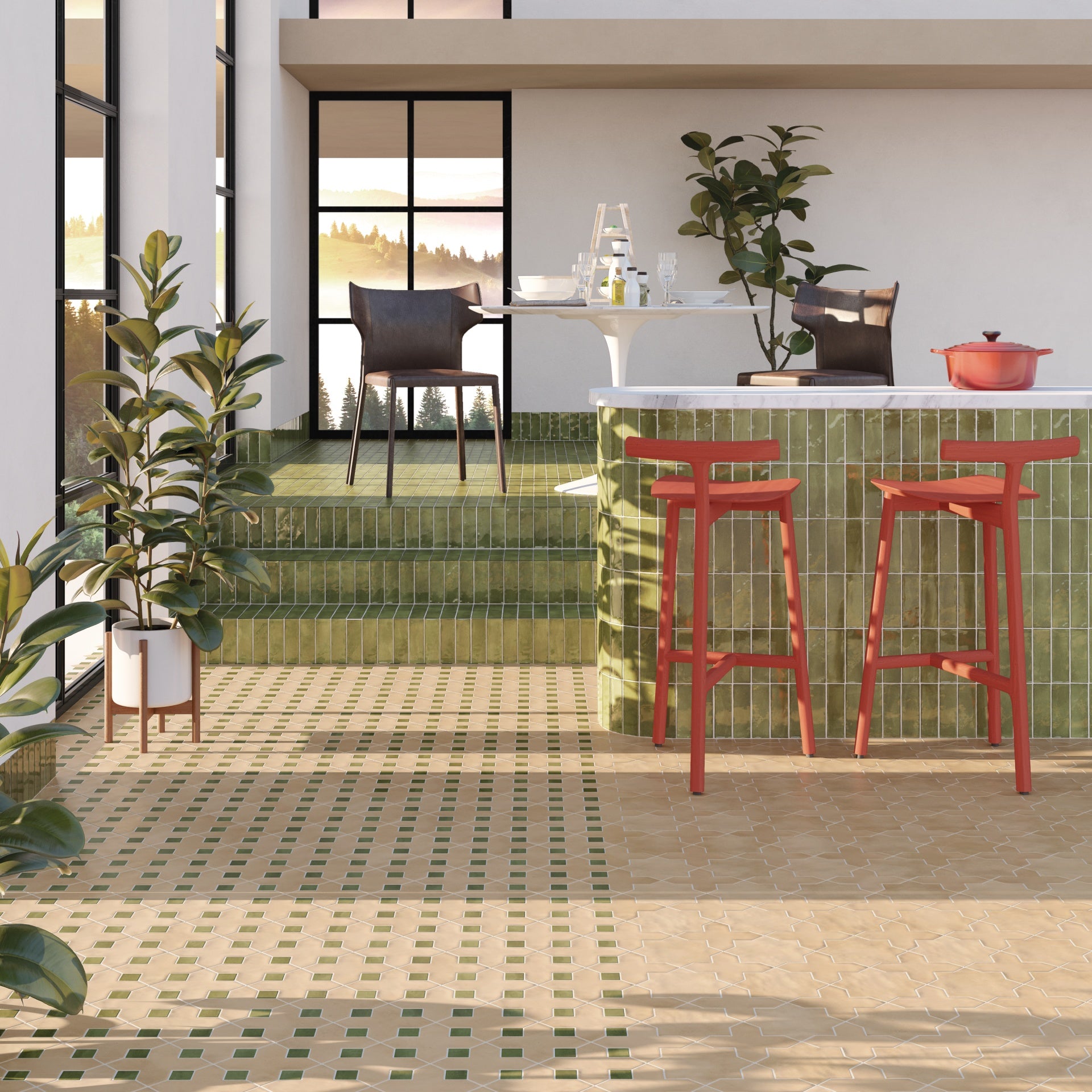 Carrelage Décoratif Oriental - Kasbah Cabochon Verd - Boîte de 100 pièces