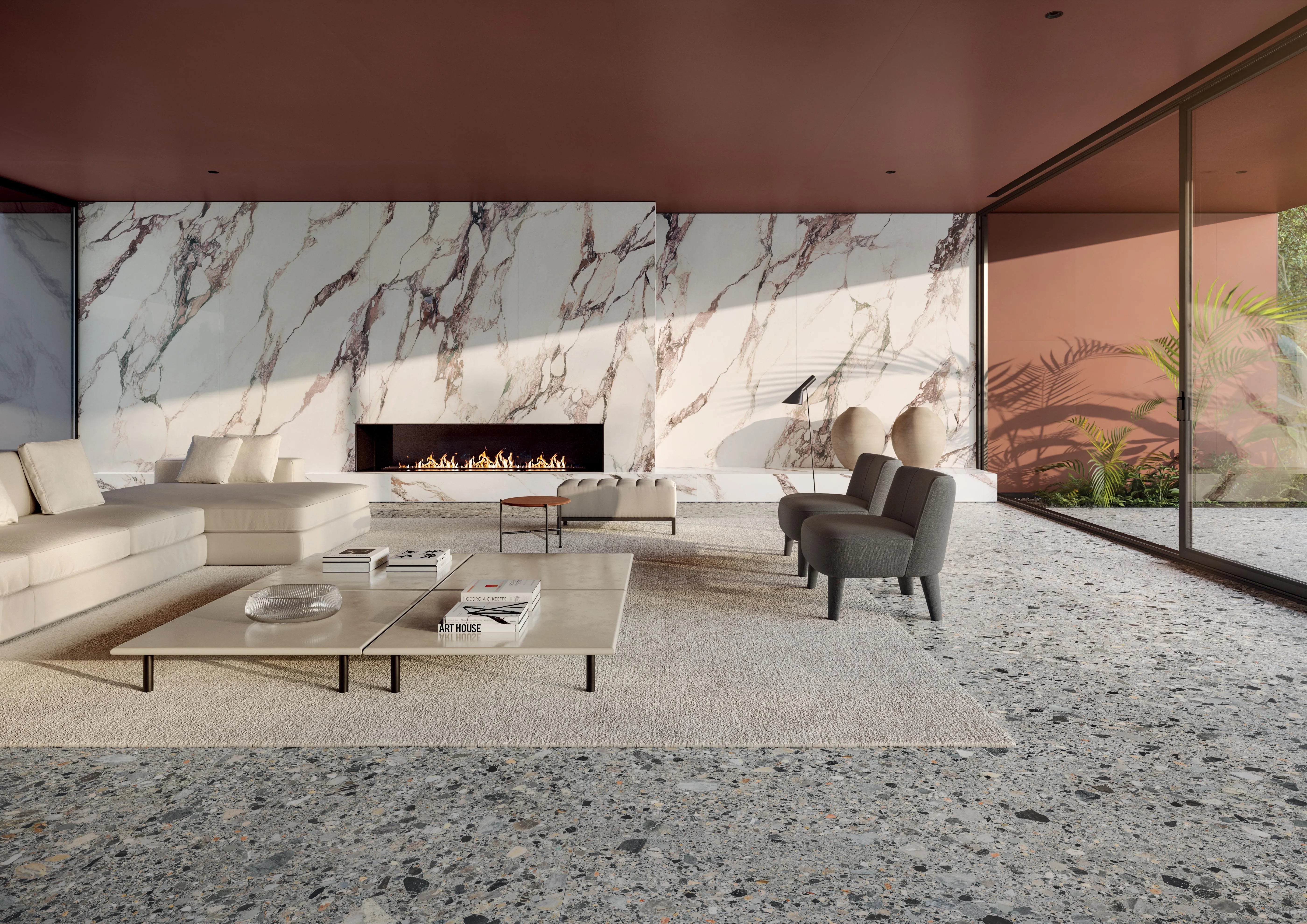 Carrelage effet marbre rouge - Charm Expérience Calacatta Pink
