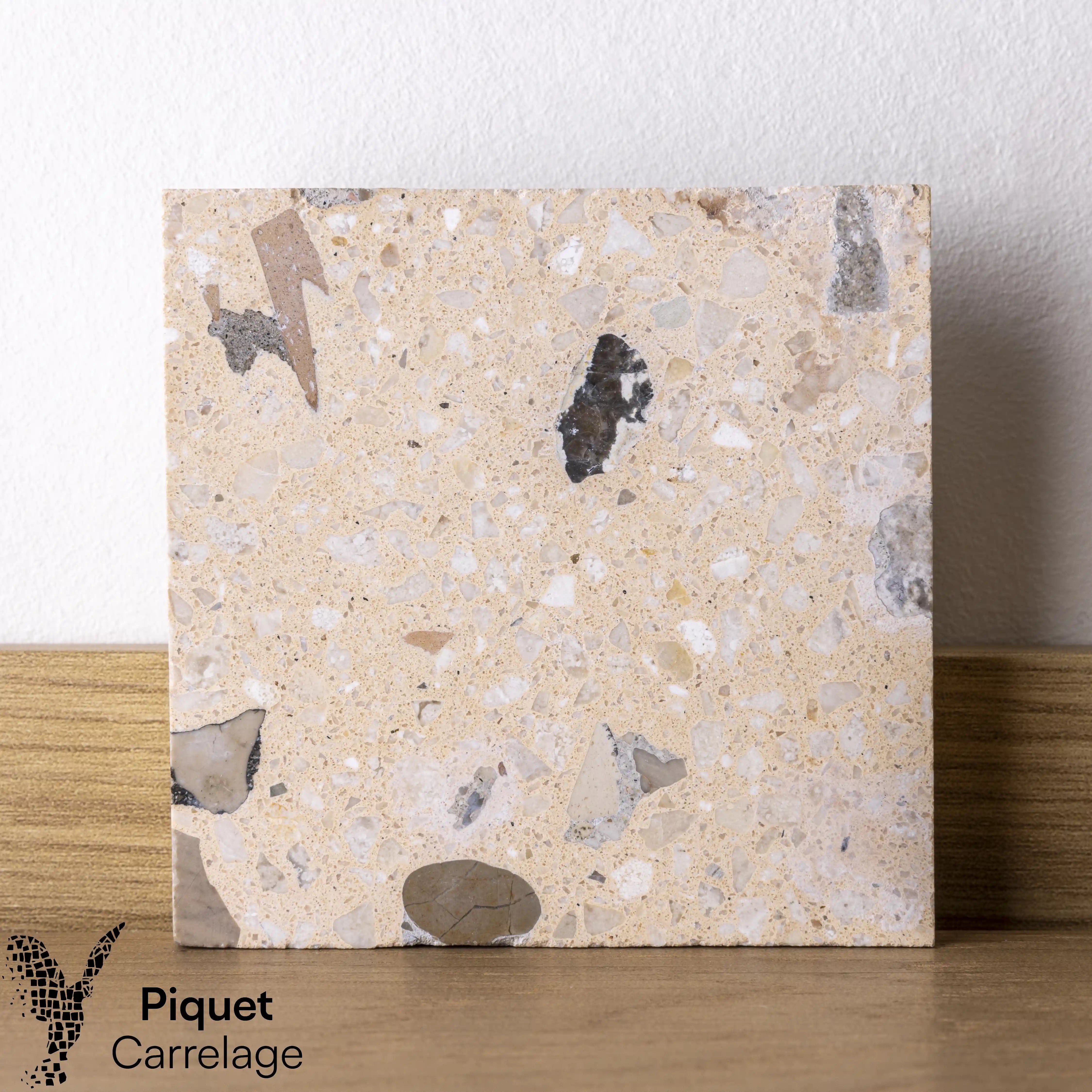 Terrazzo authentique gros éclat sable jaune