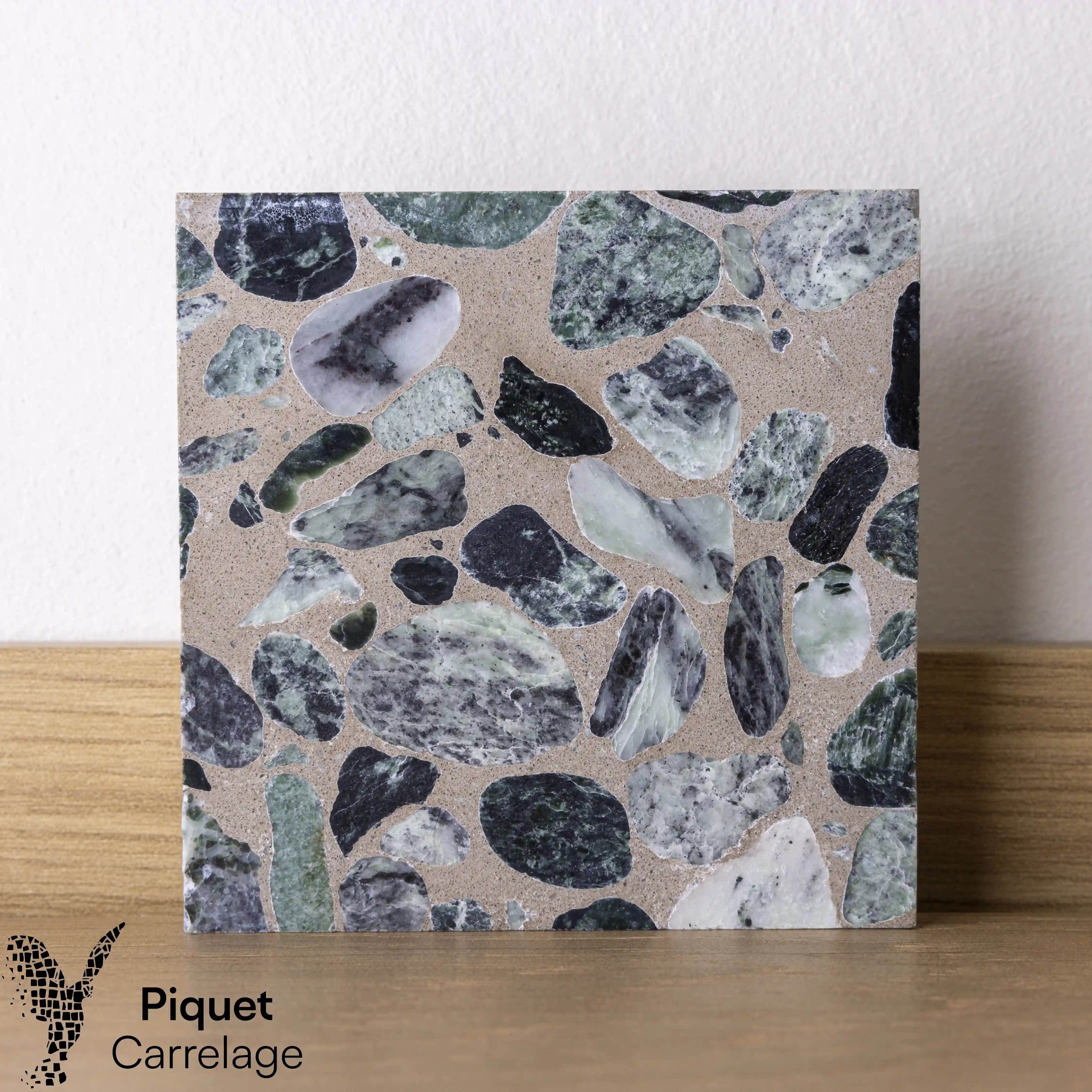 Terrazzo authentique galets verts