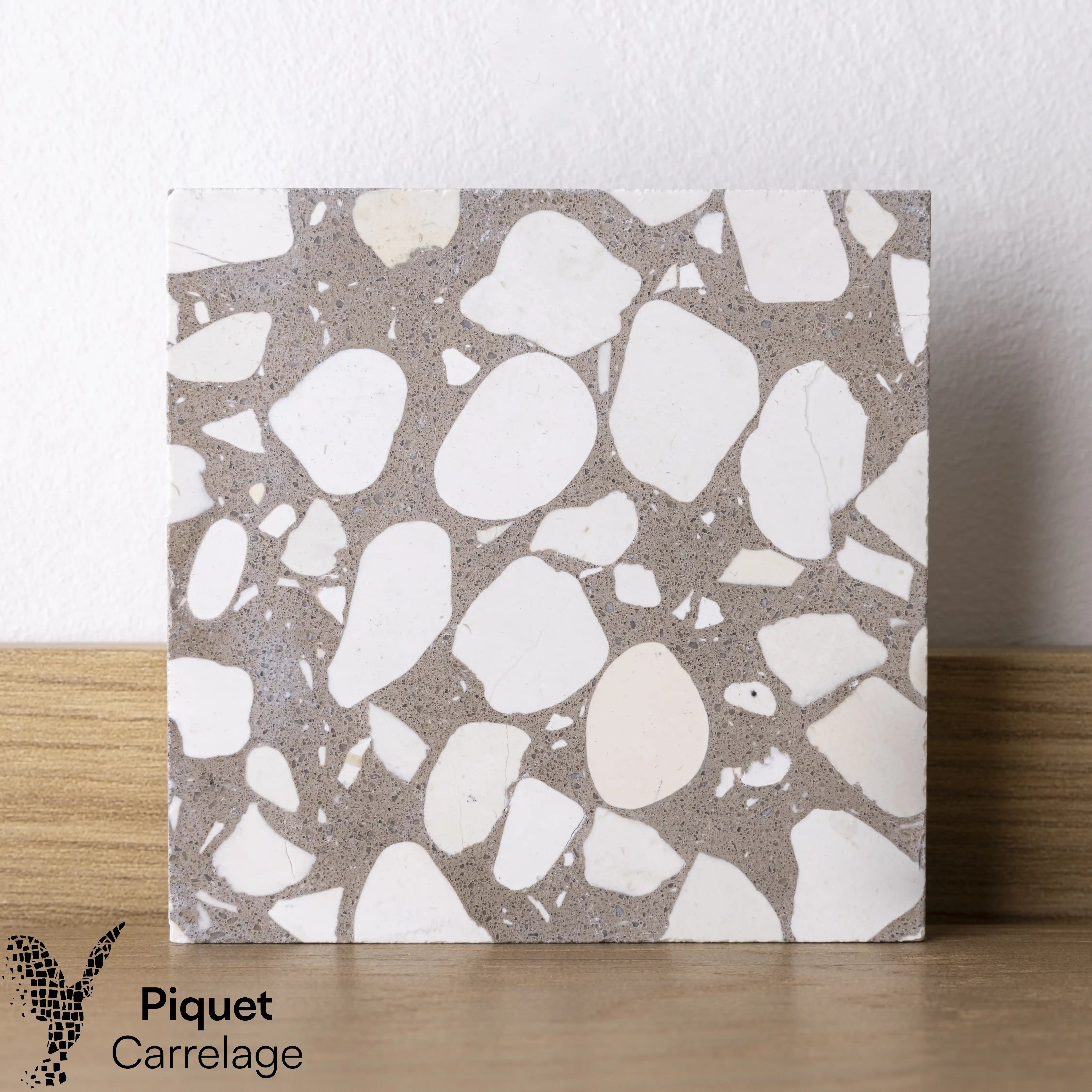 Terrazzo authentique galets blancs