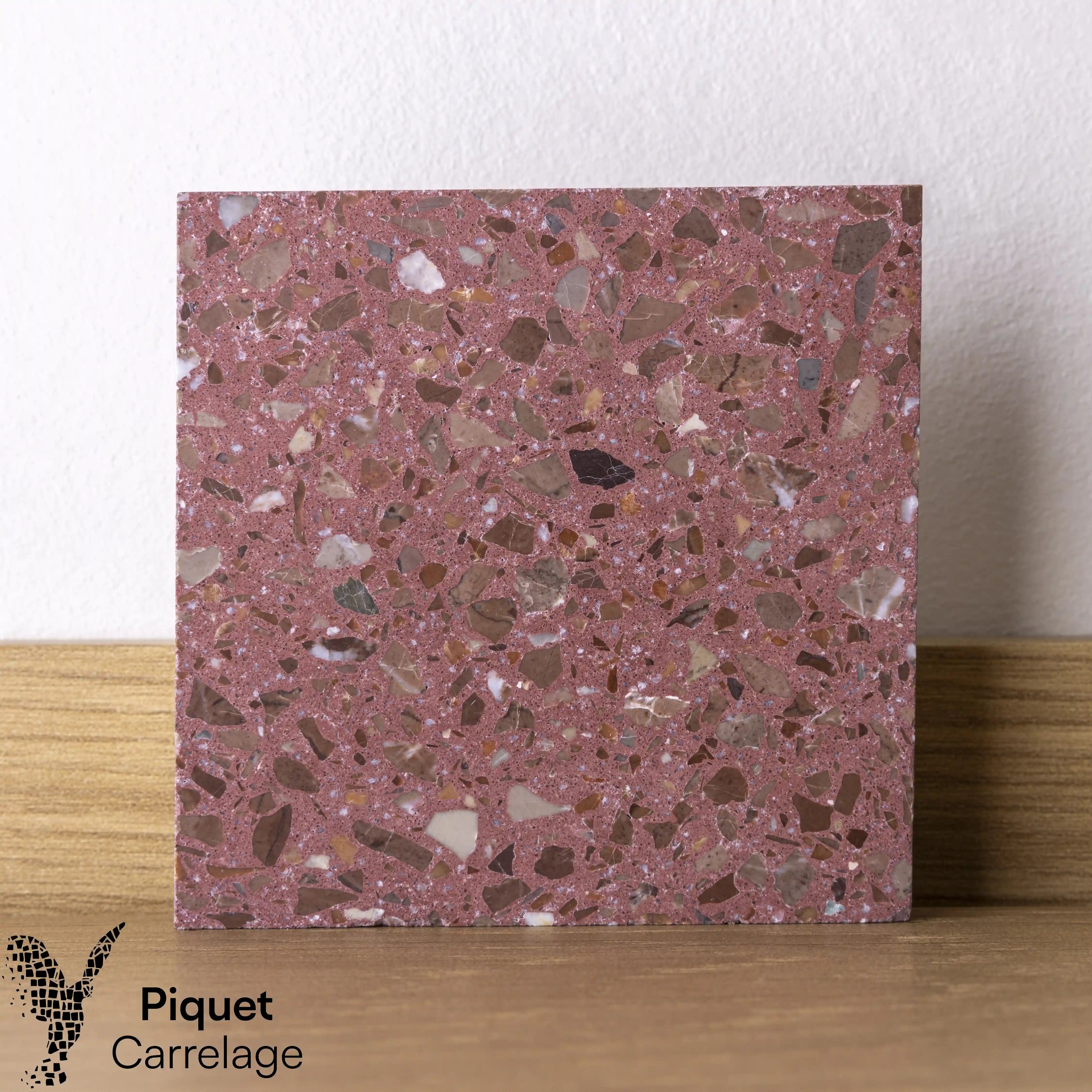 Terrazzo authentique rouge prune adouci - 104