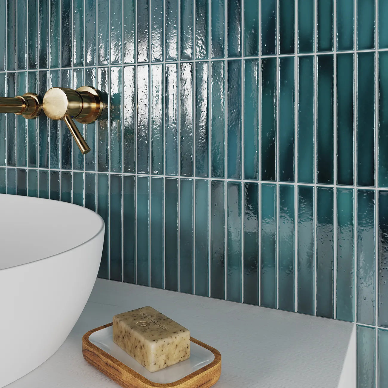 Faïence décorative - Short Stick Crackle Sapphire